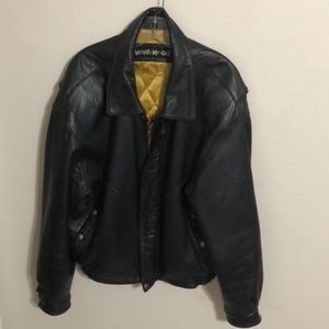 Men’s Black Leather Bomber Jacket